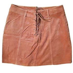 Forever 21 Pink‎ Velour Lace up Miniskirt Size Large
